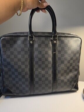 Louis Vuitton Damier Graphite Document Voyage Bag With Serial Code Authentic